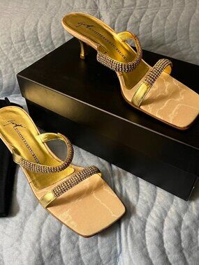 Vintage Guiseppe Zanotti Rhinestone Kitten Heel Sandal